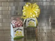 Get Well Soon Gift Box-Basket And 1/2 LB Starlight Peppermint Candy & Yellow Bow