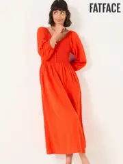 FatFace Adele Orange Midi Dress (W53238) | $159