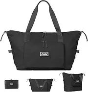 [The Foldie] Foldable Travel Tote Bag for Women - Weekender Bags for Women, Personal Item Travel Bag