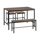 Industrial Dining Table 4 Seaters with Kitchen Bench Chairs Natural
