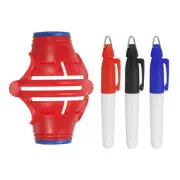 Golf Ball Marker Stencil 360° Triple Line Alignment Tool with Pens Red/ Blue