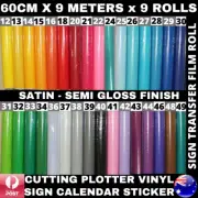9 Rolls of Vinyl Cutting Cutter Plotter Sticker 60cm x 9m Sign Banner Calender
