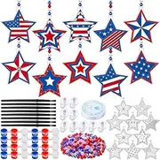 30 Sets Valentine's Day Suncatchers Craft Kits Heart Suncatcher Ornaments DIY Window Paint Art Sun Catchers for Valentines Adults Art Project Party Favors Gift(Star Independence Day)