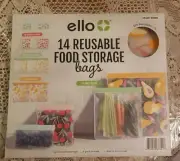 Ello Plastic Reusable Food Storage BPA-Free Bags 14 Pack - New