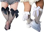 [AYIYO] Toddler Kids Girls Fishnet Stockings Mesh Fancy Sock Glitter Tights Summer Dress Socks 2 Pairs