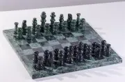 16" Marble Green and Black Chess Set, Chess with Marble Chess Pieces Gift Him