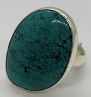 .950 Fine Sterling Silver Turquoise Adjustable Shank Ring