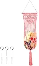 Stuffed Animal Storage Hammock Wall Hanging Toy Hammock Net Space Saving Stuffed Toy Hammock Handmade Toy Net Corner for Bedroom Nursery Basement Playroom (Pink)
