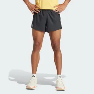 【adidas 愛迪達】Adizero E Short 男 短褲 運動 慢跑 輕質 吸濕排汗 中腰 內三角褲 黑(IN1159)