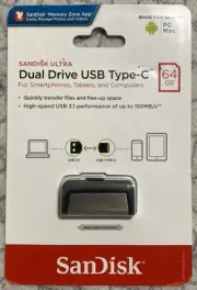SanDisk 64GB PC/Mac Ultra Dual Flash Drive USB Type-C SDDDC2-064G-A46 BRAND NEW