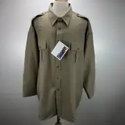 Blauer 20.5 34/35 Solid Beige Long Sleeve Police Uniform Style Shirt 8600-Z