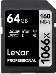 Lexar SD Card Professional 1066x 64GB 128GB SDXC UHS-I 160MB/s DSLR Mirrorless Cameras