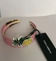 DOLCE & GABBANA Kids Headband Pink Pineapple Embellished One Size