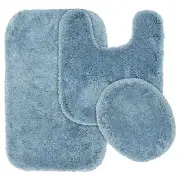 Finest Luxury Basin Blue 3-Piece Set Ultra Plush Washable Bath Rug Set Basin ...