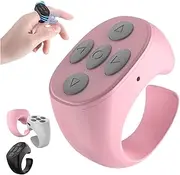 Fingertip Wireless Bluetooth Remote Control, Phone Scroller Remote, Fingertip Remote Control Ring, Remote Control App Page Turner, Scrolling Rings Rechargeable Camera Remote (Pink)