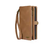 C02 Brown Lanyard Zipper Smartphone Leather Case Detachable Multilayer Card Wallet Phone Cover Holder Type for IPhone 12mini