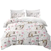 Adorable Cat and Paws Pattern Quilt Cover