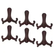 6pcs 6" Easel Plate Holder, Plastic Folding Display Stand Brown for Decorative