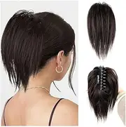 Hairpiece Messy Bun Hair Piece, 12" Claw Clip Synthetic Straight Ponytail Hair Extensions Daily Use(6A)