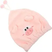 SHERCHPRY Cute Cartoon Hair Drying Towel Cap for Adults Quick Dry Hair Wrap Absorbent Shower Cap with Elegant Embroidery Soft Coral Fleece and Bath Use