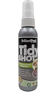 BrilliantPad Tidyshot Enzymatic Spray | Advanced Professional Strength Natural Pet Stain Remover & Odor Eliminator | Cleans Cat & Dog Urine On Contact | Safe On All Surfaces Potty Training Aid (4 Oz)