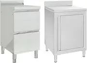 VRAXO Commercial Kitchen Cabinets 2 pcs Stainless Steel -46KG,3081936