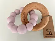Nature Bubz Lavender Wood & Silicone Teething Ring NWT teether baby toy lilac