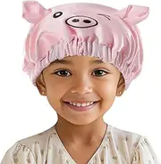 [Lolalet] Kids Bonnets for Girls, Adjustable Silk Baby Bonnet for Curly Hair Toddler Satin Cartoon Bonnet Cap with Elastic Band