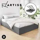 Artiss Bed Frame Double Size Gas Lift Storage Mattress Base Wooden Grey TOKI