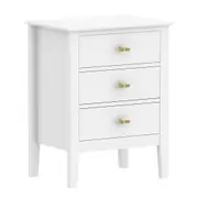Side Table Sofa Bedside Table 3 Drawers Storage Living Room Bedroom White