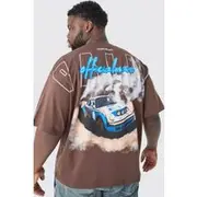 Mens Coffee Plus Oversized Boxy Rally Graphic T-shirt