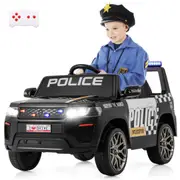 Babyjoy Kids Ride on Police Car 12V Battery Powered Toy Cop Car w/Remote Control & LED Lights Electric Vehicle Black