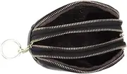 [GAROZATION] Coin Purse with Key Ring Portable Cowhide Wallet for Change Cards Daily Essentials Stylish Zippered Handbag for Ladies
