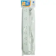 Jackson PT6969S 6 Outlet Protected Power Board with 2 Double Spaced Ports 1m Power Cord - Surge & Overload Protected (Energy Absorbtion Rating 175J) [PT6969S]