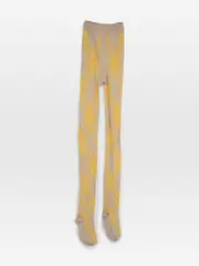 Yellow & Beige Wool Tartan Pattern Tights