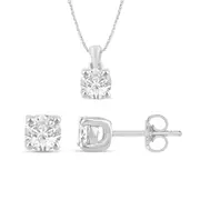 Earring and Necklace Set with 1/2ct of Laboratory Grown Diamonds in Sterling Silver and Platinum