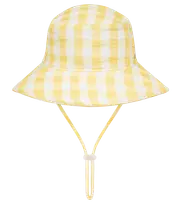 Millymook Girls Floppy Bucket Hat - Lemon Yellow White Checkered - Chelsea