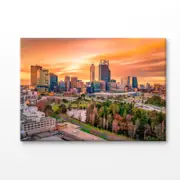 Perth's Skyline at Sunset Print 100% Australian Made 150x100cm (Stretched Canvas)