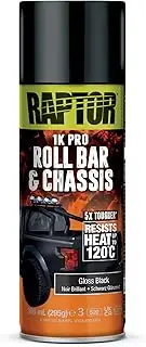 Raptor Roll Bar & Chassis, Roll Bar & Chassis, 1K Paint Spray Can, Heat Resistant up to 120°C, Protection Against Impact, Abrasion, UV Radiation & Corrosion (Gloss Black / Glossy Black, 366 ml)