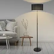 Emitto Modern LED Corner Arch Floor Lamp,Tall Study Standing Lamp for Living Room Bedroom Office,Kids Adult Bedside Reading Light,Home Decor Lighting,Black Linen lampshade,Black Base(no Bulb)