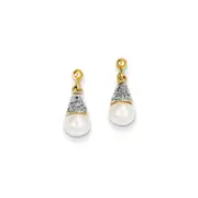 14k Yellow Gold u0026 Rhod. FWCP u0026 Dia Earrings