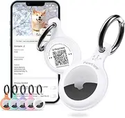 AirTag Holder & AirTag Keyring for Pets. Cat Tracker, Dog Tracker & Smart QR ID for Instant Location to Owner when Scanned. Online Pet Profile, Contact Info. Cat AirTag Collar GPS Tag & App (White)
