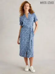 White Stuff Blue Annie Jersey Shirt Dress (H12066) | $150