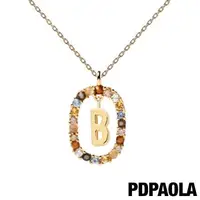 在飛比找森森購物網優惠-西班牙 PD PAOLA 圓圈字母鍍18K金彩鑽項鍊-B
