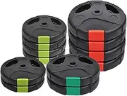 Weight Plates 50kg - Weight Plates Set - 2.5kg x 4 + 5kg x 2 + 7.5 x 4 - Standard 26.5mm - Dual Grip Ez Handle PVC Coated - Weight Training Exercise Workout Fitness Gym Strength