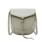 Simple Solid Color PU Leather Shoulder Messenger Bags Women Casual Small Crossbody Saddle Bags