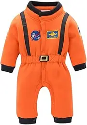 [Generic] 3-6 Month Boy Clothes Winter Newborn Infant Baby Boys Jumpsuit Roleplay Astronaut Spaceman Cosplay Space Suit Easter Boy Outfit 12 Months (Orange, 12-18 Months)
