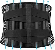 Back Support Brace with 6 Stays, Breathable Back Support Belt for work, Back Brace for Men Women Lower Back Pain Relief for Herniated Disc, Sciatica, Large