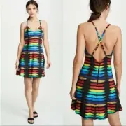Alice + Olivia Rainbow Block Tie Dye Mini Dress Sleeveless Multicolor SZ 14 NWT