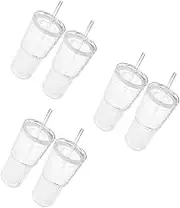 Zerodeko 3sets Glass Tumbler Cups with Lid and Straw Transparent Drinking Glasses for Juice Water Coffee and Beverages for Home and Office Use 2pcs*3